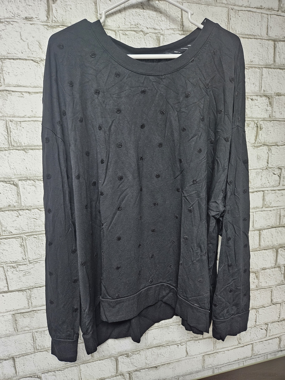 Marc New York Black Long-Sleeve Dot-Textured Sweatshirt Size 3X